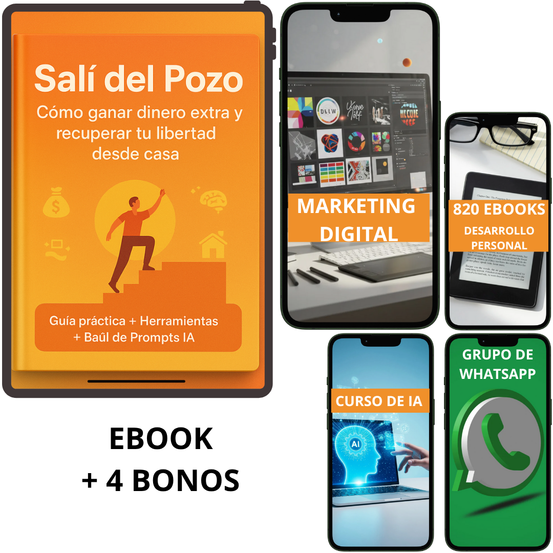 SALÍ DEL POZO: Guía práctica para liberarte de las deudas y crear ingresos desde casa + MARKETING DIGITAL + 3 BONOS 🎁